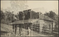 Double Exposure: Ross Foster and Louis Fleckenstein on Horseback; Dunlap Government Building by Louis Fleckenstein