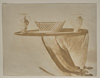Three Pieces of Dresden China on a Round Table by William Henry Fox Talbot