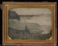 Niagara Falls with couple in foreground by Platt D Babbitt