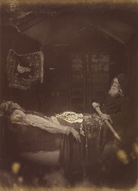 Elaine "and the dead" Oar'd by the dumb went upwards with the flood. by Julia Margaret Cameron