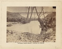 Potomac Creek Bridge, Looking up stream. [April 1863]. by A J Russell