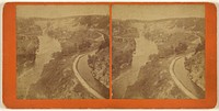 View down the River from Portage Bridge. [Genesee River, N.Y.] by H Besancon