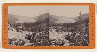 Donner Lake From the Summit of the Sierras. This Lake is the Gem in the Mountains. Central Pacific Rail Road. by Edward and Henry T Anthony and Co