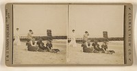 Group of people at the beach, possibly on Long Island, New York by Climax View Co