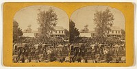 View of New Market, New Hampshire, large crowd in street by Oliver H Copeland