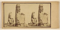 Two colossal statues of Menain, Thebes. by Francis Frith