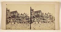 Unidentified ruins, palm trees in background by Francis Frith