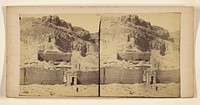Unidentified ruins built into hillside by Francis Frith