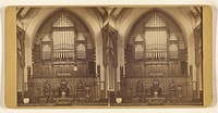 Church interior: altar and pipe organ, Waterbury, Connecticut by George N Granniss