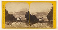 Sallanches Savoie. Vue sur le chateau et les Aiguilles de Varens. by Hippolyte Jouvin