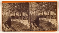 Unidentified house near a steam, horse in front yard by Franklin P Kenyon