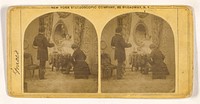 Parlor scene: two men with a woman at her dressing table by New York Stereoscopic Company