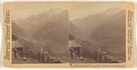 Zermatt, from...Schwarzee - "In mighty walls..hoary Alpine giants rise, Guarding where Switzerland's pride, fair Zermatt lies." by Underwood and Underwood