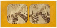 Interior of an unidentified exposition displaying machinery