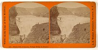 Middle Fall of Genesee, Portage Bridge in distance. by L E Walker