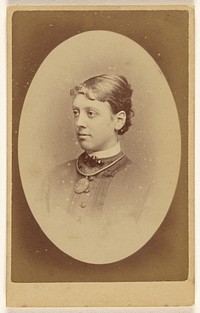 Unidentified woman in 3/4 profile, in quasi-oval style by R F Barnes