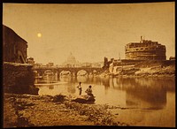 Chateau et pont Saint Ange et le Tibre. Rome by Altobelli and Molins