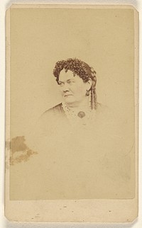 Unidentified woman with two long curls, printed in vignette-style by Lew Horning