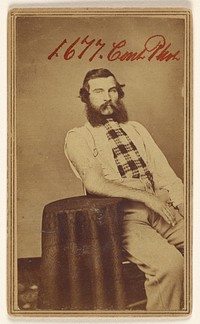 Unidentified bearded Civil War victim, seated by William H Bell