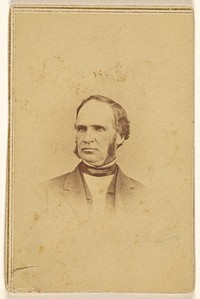 Unidentified man with long muttonchops, printed in vignette-style by Alexander Gardner