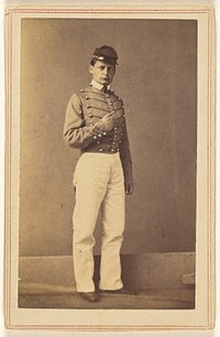 Unidentified Civil War solding wearing a cap, in quasi-Napoleanic stance by Charles DeForest Fredricks