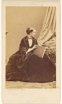 Unidentified woman seated with a folio in her lap by Disdéri and Cie