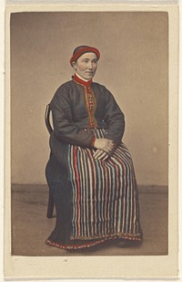 Pige fra Osterfjorden. [woman in Norwegian costume, seated] by Knud Knudsen