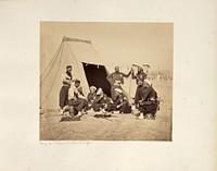 Camp de Châlons: Zouaves - le coiffeur by Gustave Le Gray