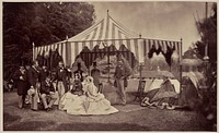 The Duchess of St. Alban's Stall, with Group of their Royal Highnesses the Duke d'Aumale, the Count d'Eu, and the Duke d'Alencon by Camille Silvy