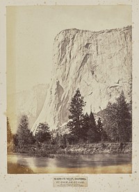 Yo-Sem-i-te Valley, California. Tu-toch-ah-nu-lah, (Great Chief of the Valley). The Captain, 3,500 Feet above Valley by Eadweard J Muybridge