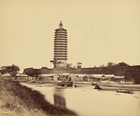 Wall and Pagoda of Tongchow --- Canal (Grand) Between the Priho and Peking by Felice Beato