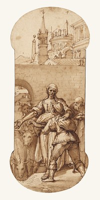 Taddeo at the Entrance to Rome Greeted by Toil, Servitude, and Hardship, and by Obedience and Patience (the Ass and Ox) by Federico Zuccaro
