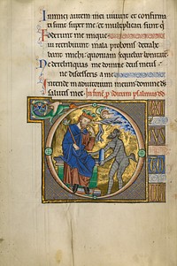 Initial D: David Pointing to His Mouth by Master of the Ingeborg Psalter