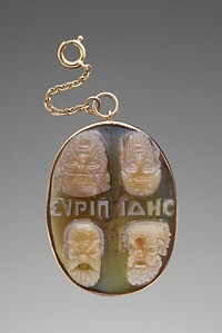 Cameo with Four Theater Masks set into a Mount