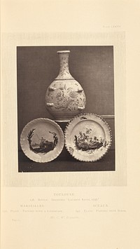 Bottle and two plates by William Chaffers