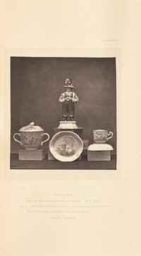 Figure, sugar pot, cup, and saucer by William Chaffers