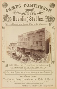 James Tomkinson Livery, Hack and Boarding Stables, San Francisco by I W Taber