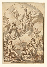 The Crowned Madonna and Child in Glory, with Saints Sebastian, Roch, Jerome, and John Nepomuk by Gaspare Diziani
