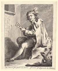 A Seated Man Playing a Guitar by Pietro Antonio Novelli