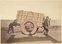 Men pushing a Wagon by Felice Beato