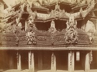 Carving in Balcony, Kyaung at Myingyan by Felice Beato