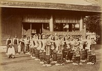 Group of Burmese Girls Collected by Ko Aung Ba, Municipal Commissioner to dance before H. R. H. the Duke of Clarence and Avondale by Felice Beato