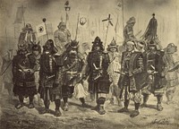 Photographic Copy of a Drawing of Japanese Warriors by Charles Wirgman by Felice Beato