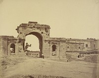 Gateway Leading into the Residency, commonly the Bailee Guard Gate, held by Lieutenant-Colonel R.H.M. Aitken, of the 13th Bengal Native Infantry by Felice Beato