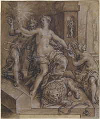 Design for the central section of The Mirror of Virtue by Cornelis Ketel