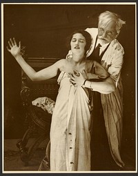 Alphonse Mucha in Costume with Daughter Jaroslava as a Model for the Poster, "De Forest Phonofilm" the first "talkie" shown in the Bio Adria cinema (Prague), Zbiroh, Bohemia by Alphonse Maria Mucha