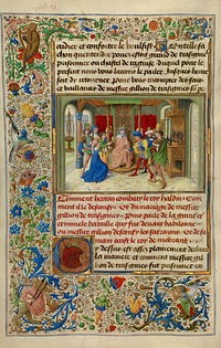 King Haldin Accusing the Sultan's Daughter Gracienne of Dishonorable Behavior by Lieven van Lathem and David Aubert