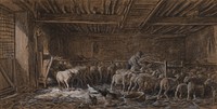 Interior of a barn (La Bergerie) by Charles Émile Jacque