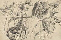 Study for Heinrich von Kleist's Broken Jug by Adolf von Menzel