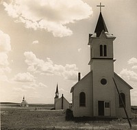 Three Churches of the High Plains, near Winner, South Dakota by Dorothea Lange